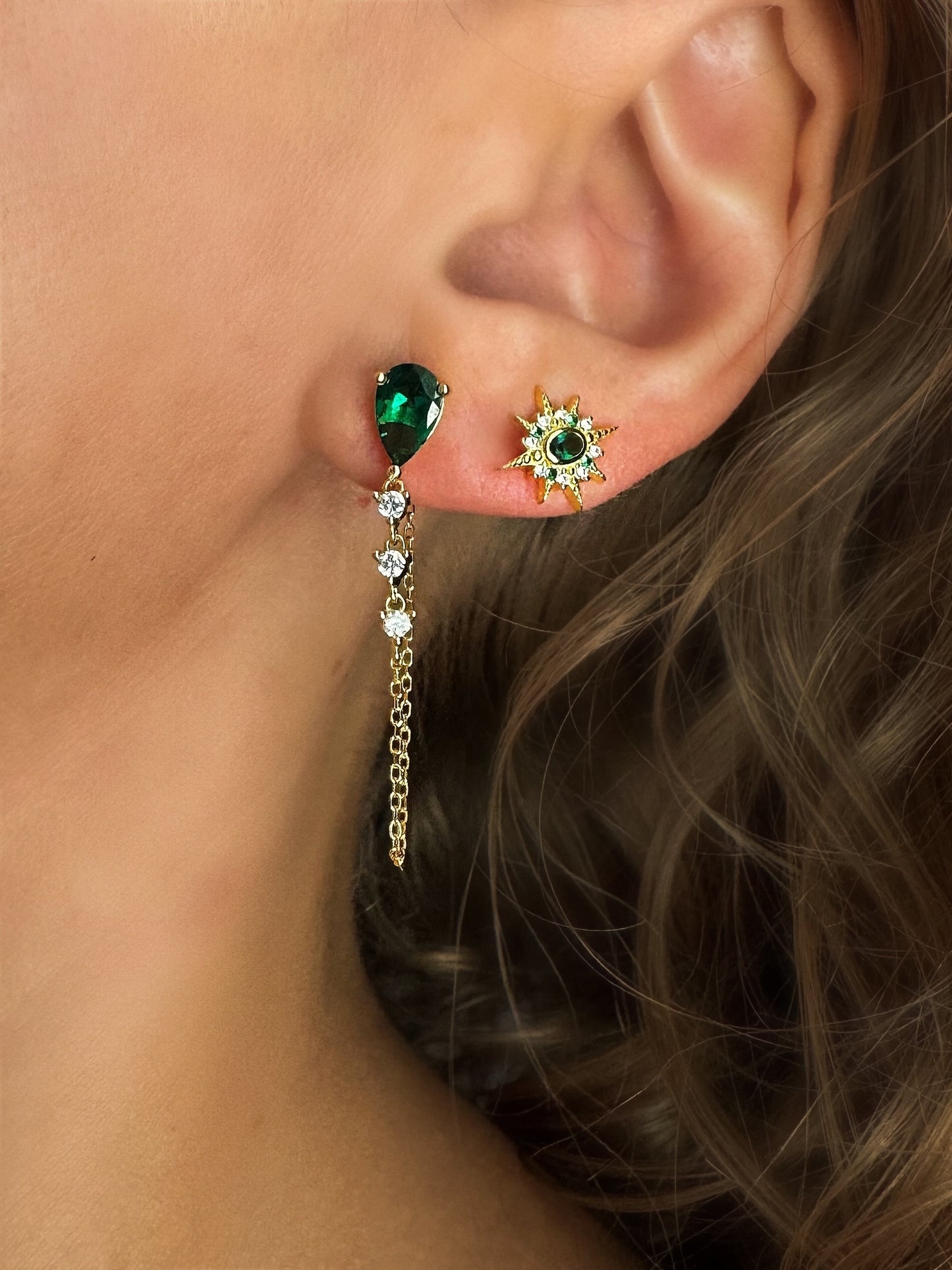 Green Chain Earrings