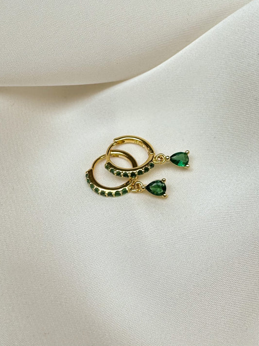 Mini Piercing Hoop Earrings in Green