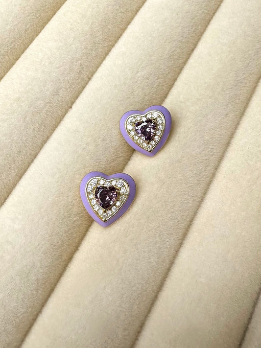 Heart Stud Earrings in Lilac