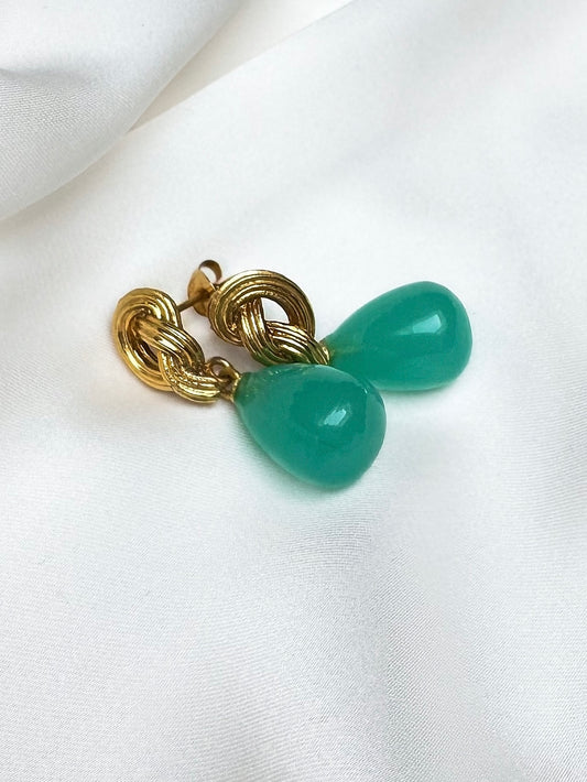 Knot Acqua Chalcedony Earrings