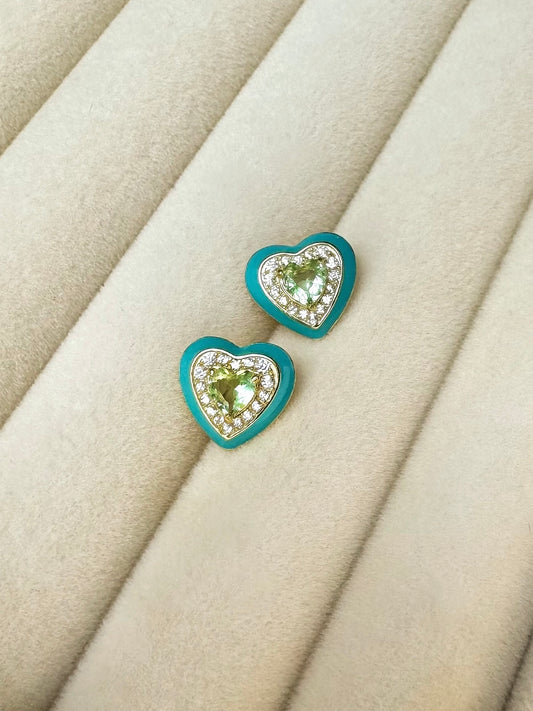 Heart Stud Earrings in Blue