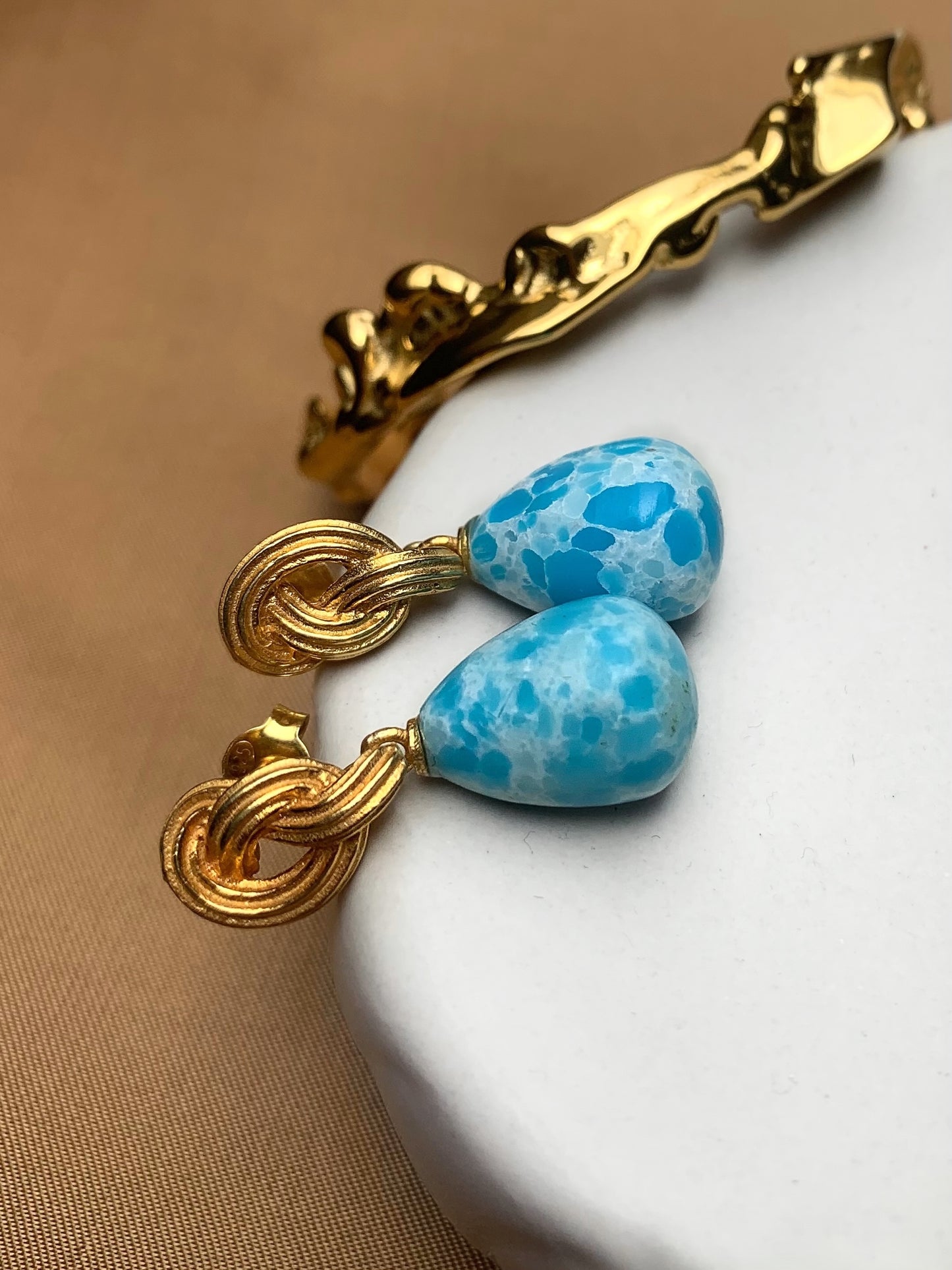 Knot Larimar Earrings