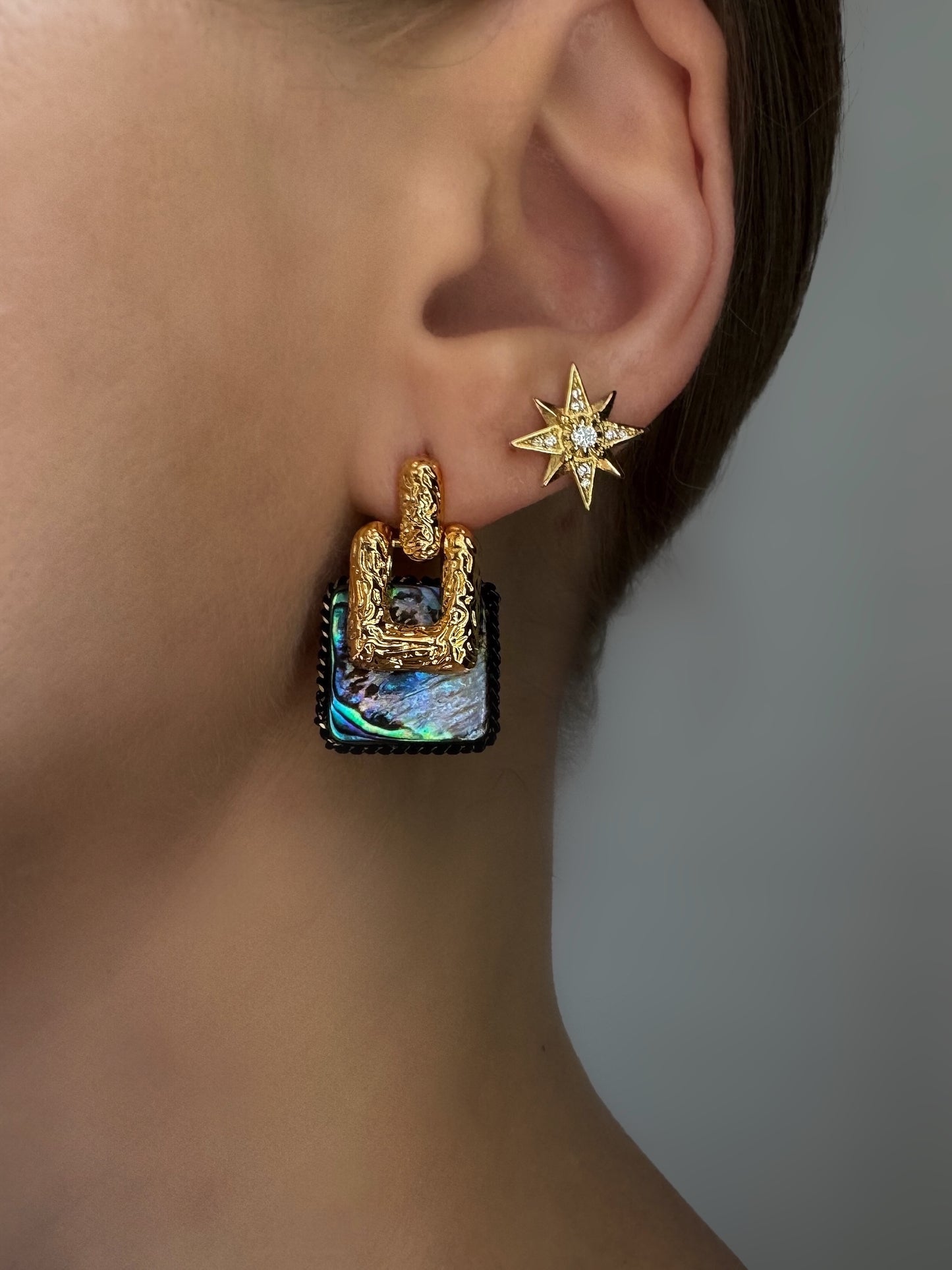 Square Abalone Shell Earrings