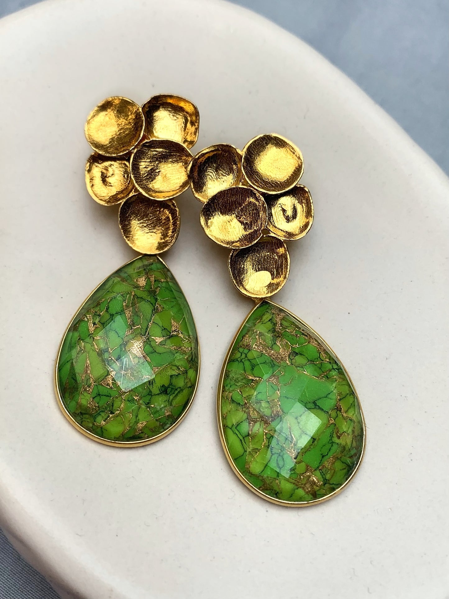 Green Turquoise Statement Earrings