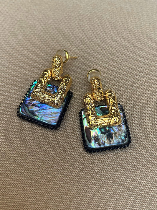 Square Abalone Shell Earrings