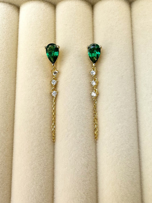 Green Chain Earrings