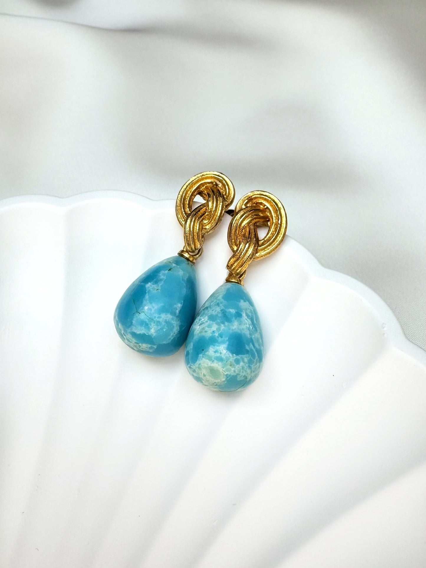 Knot Larimar Earrings