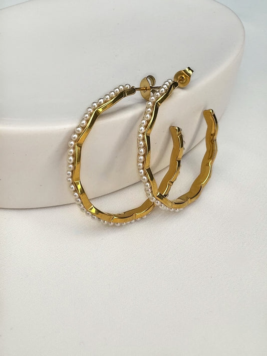 Pearly Hoop Earrings