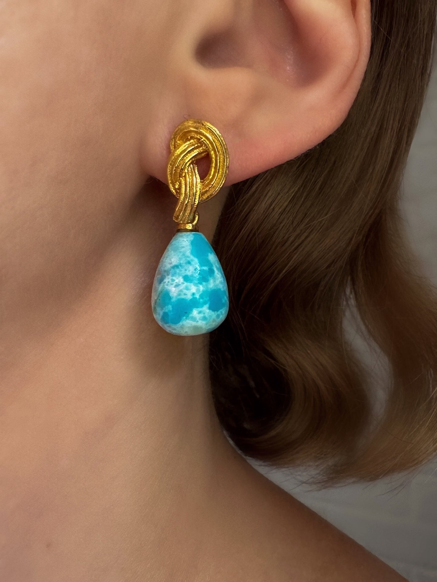 Knot Larimar Earrings